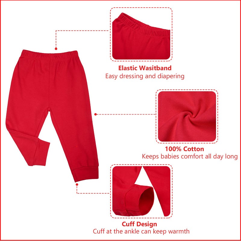 SOBOWO 24 Month Boy Pants Pack Red Toddler Black Pants Baby Boy Bottoms Cotton for Baby Boys Girls Pack of 2 (18-24 Months, Black/Red) - Image 5